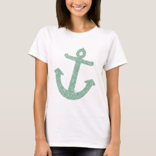 Girly Mint Glitter Anchor T-shirt