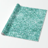 Girly Mint Glitter Confetti Cadeaupapier (Uitgerold)