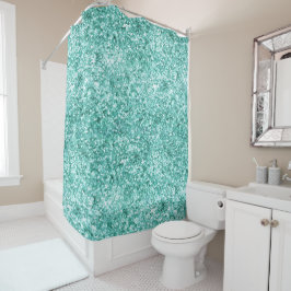 Girly Mint Glitter Confetti Douchegordijn