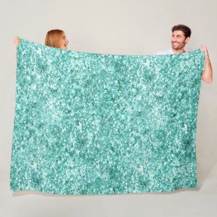 Girly Mint Glitter Confetti Fleece Deken