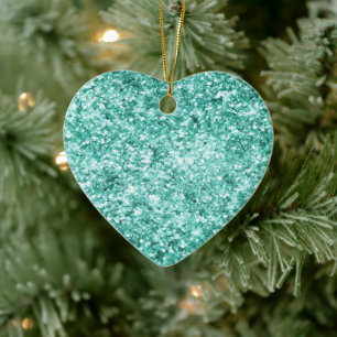 Girly Mint Glitter Confetti Keramisch Ornament