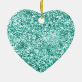 Girly Mint Glitter Confetti Keramisch Ornament