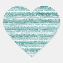 Girly Mint Glitter Glam Stripes (afbeelding van gl Hart Sticker