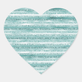 Girly Mint Glitter Glam Stripes (afbeelding van gl Hart Sticker