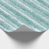 Girly Mint Glitter Glam Stripes Cadeaupapier (Hoek)