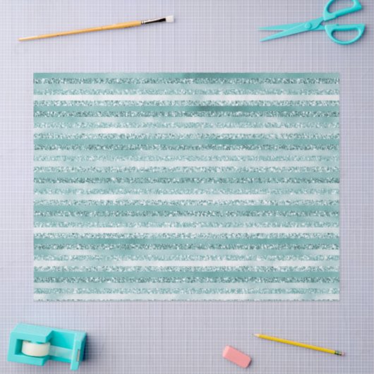Girly Mint Glitter Glam Stripes verjaardag Tissuepapier (Craft)