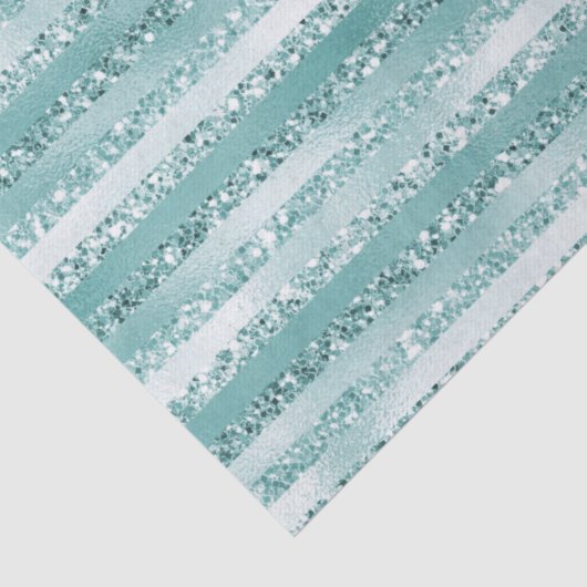 Girly Mint Glitter Glam Stripes verjaardag Tissuepapier (Detail)