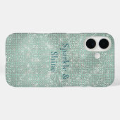 Girly Mint Glitzy Sparkle Case-Mate iPhone Case (Achterkant (horizontaal))