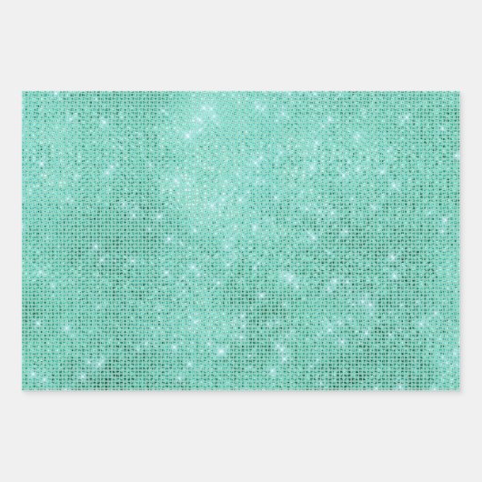Girly Mint Glitzy Sparkle Inpakpapier Vel (Voorkant 3)