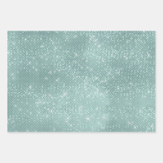 Girly Mint Glitzy Sparkle Inpakpapier Vel (Voorkant 2)