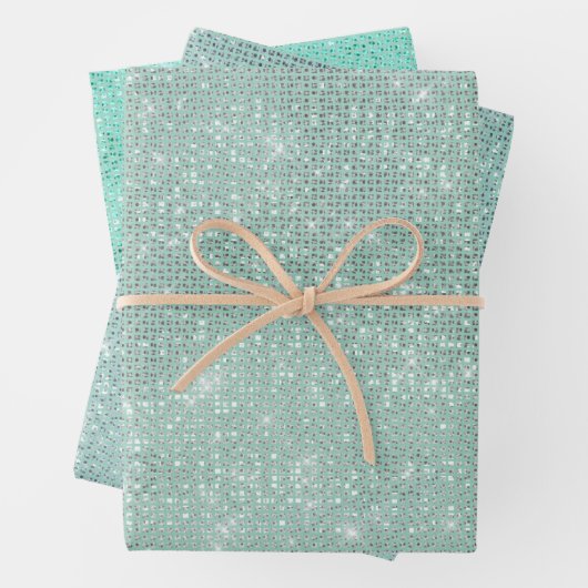 Girly Mint Glitzy Sparkle Inpakpapier Vel (In situ)