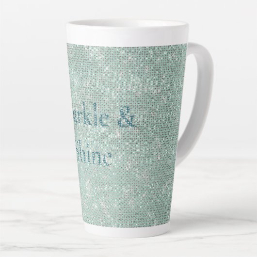 Girly Mint Glitzy Sparkle Latte Mok (Rechterhoek)