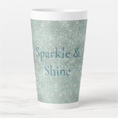 Girly Mint Glitzy Sparkle Latte Mok (Voorkant)