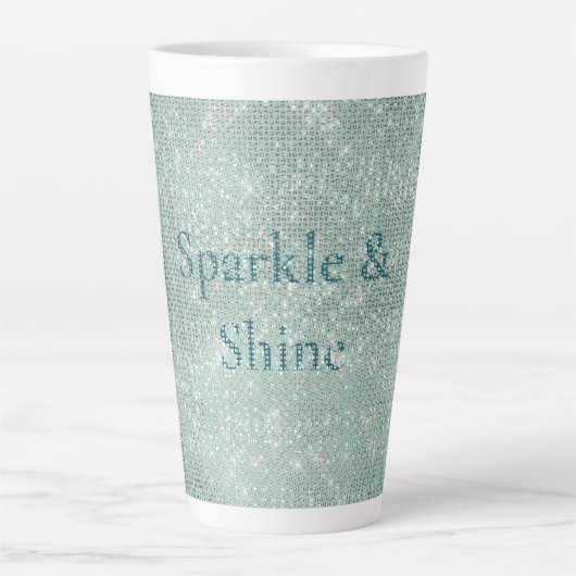 Girly Mint Glitzy Sparkle Latte Mok (Voorkant)