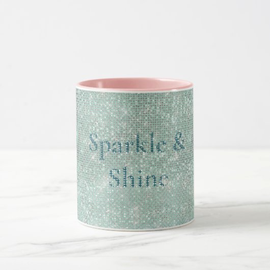 Girly Mint Glitzy Sparkle Mok (Midden)