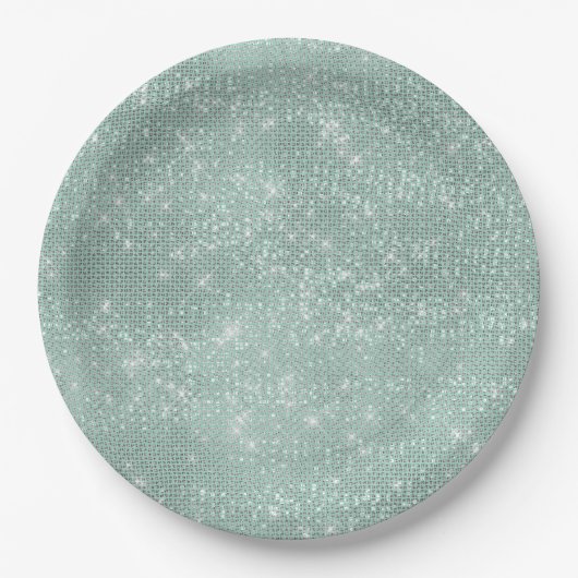 Girly Mint Glitzy Sparkle Papieren Bordje (Voorkant)