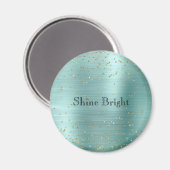 Girly Mint Gold Glam Sparkle Confetti Magneet (Voorkant / Achterkant)