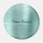 Girly Mint Gold Glam Sparkle Confetti Magneet (Voorkant)