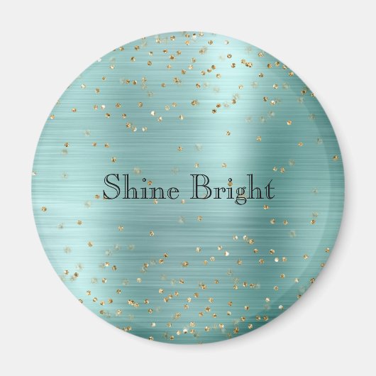 Girly Mint Gold Glam Sparkle Confetti Magneet (Voorkant)