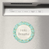 Girly Mint Gold Glitter Bloemen Magneet (Insitu (Vaatwasser))