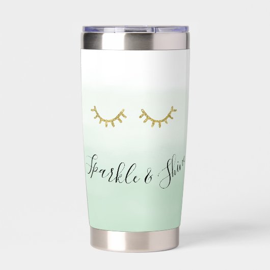 Girly Mint Gold Glitter Wimpers Sparkle Geïsoleerde Drinkbeker (Voorkant)