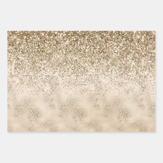 Girly Mint Gold Ombre Leopard Print Inpakpapier Vel (Voorkant 2)