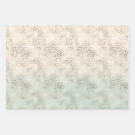 Girly Mint Gold Ombre Leopard Print Inpakpapier Vel