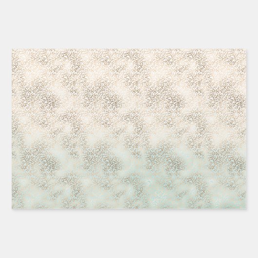 Girly Mint Gold Ombre Leopard Print Inpakpapier Vel (Voorkant)