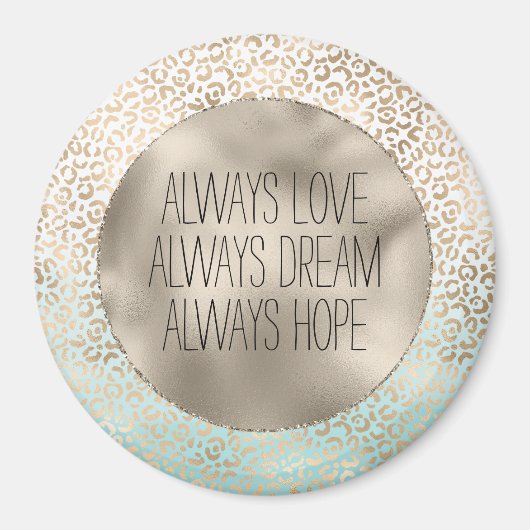 Girly Mint Gold Ombre Leopard Print Magneet (Voorkant)