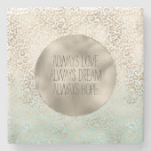 Girly Mint Gold Ombre Leopard Print Stenen Onderzetter (Voorkant)