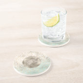 Girly Mint Gold Ombre Leopard Print Zandsteen Onderzetter (Zijkant)