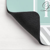 Girly Mint Green Gray Chevron Pattern Monogram Muismat (Hoek)