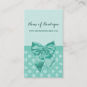 Girly Mint Green Lace Pattern Vrouwelijk lint Visitekaartje