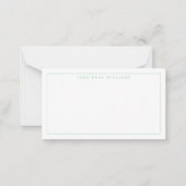 Girly Mint Green Professional Formal Thin Border Notitiekaartje (Voorkant)