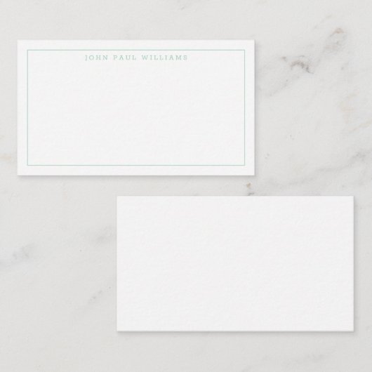 Girly Mint Green Professional Formal Thin Border Notitiekaartje (Voorkant / Achterkant)