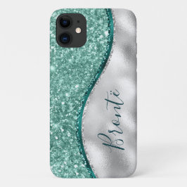 Girly Mint Groen Turquoise Smaragd & Zilver Case-Mate iPhone Case