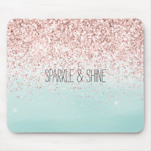 Girly Mint Ombre Glam Pink Glitter Muismat (Voorkant)