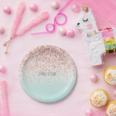 Girly Mint Ombre Glam Pink Glitter Papieren Bordje (Feest)