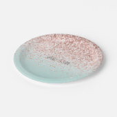 Girly Mint Ombre Glam Pink Glitter Papieren Bordje (Gekanteld)