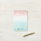 Girly Mint Ombre Glam Pink Glitter Post-it® Notes (Op bureau)