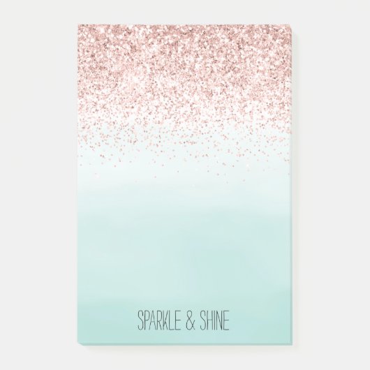 Girly Mint Ombre Glam Pink Glitter Post-it® Notes (Voorkant)