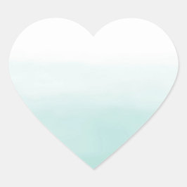 Girly Mint Ombre Waterverf Hart Sticker