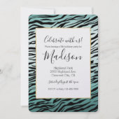 Girly Mint Ombre Zwart Zebra Print Kaart (Voorkant)