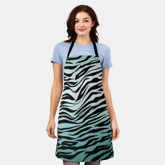 Girly Mint Ombre Zwart Zebra Print Schort (Gedragen)