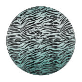 Girly Mint Ombre Zwart Zebra Print Snijplank (Voorkant)