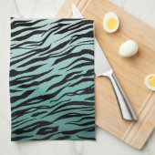 Girly Mint Ombre Zwart Zebra Print Theedoek (Quarter Fold)