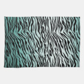Girly Mint Ombre Zwart Zebra Print Theedoek (Horizontaal)