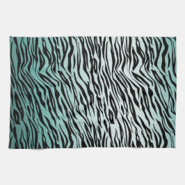 Girly Mint Ombre Zwart Zebra Print Theedoek