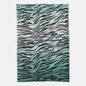 Girly Mint Ombre Zwart Zebra Print Theedoek (Verticaal)
