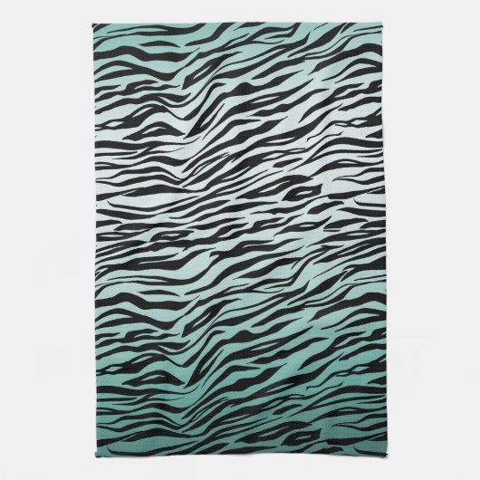 Girly Mint Ombre Zwart Zebra Print Theedoek (Verticaal)
